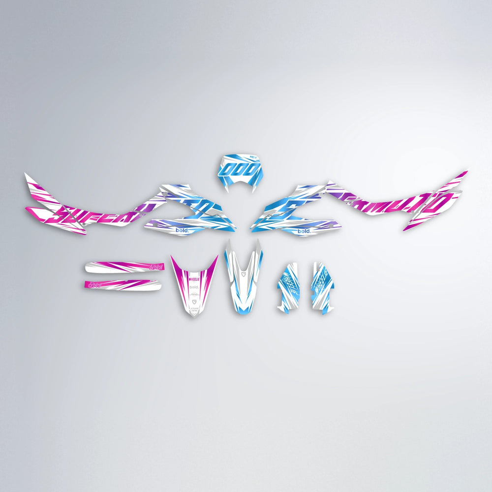 GEBEL V4 Aprilia SX 125 graphics kit parts layout in Pink & Light Blue