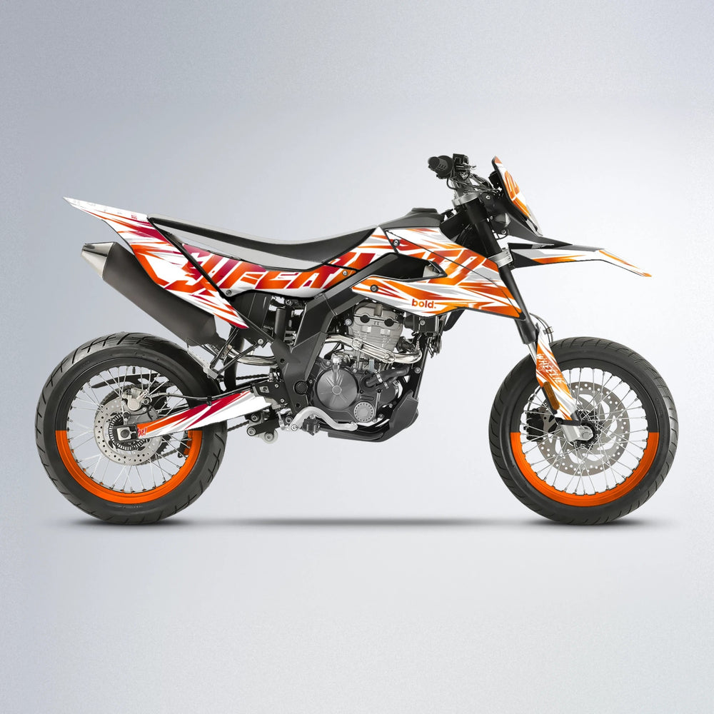 GEBEL V4 Aprilia SX 125 supermoto graphics kit in Red & Orange