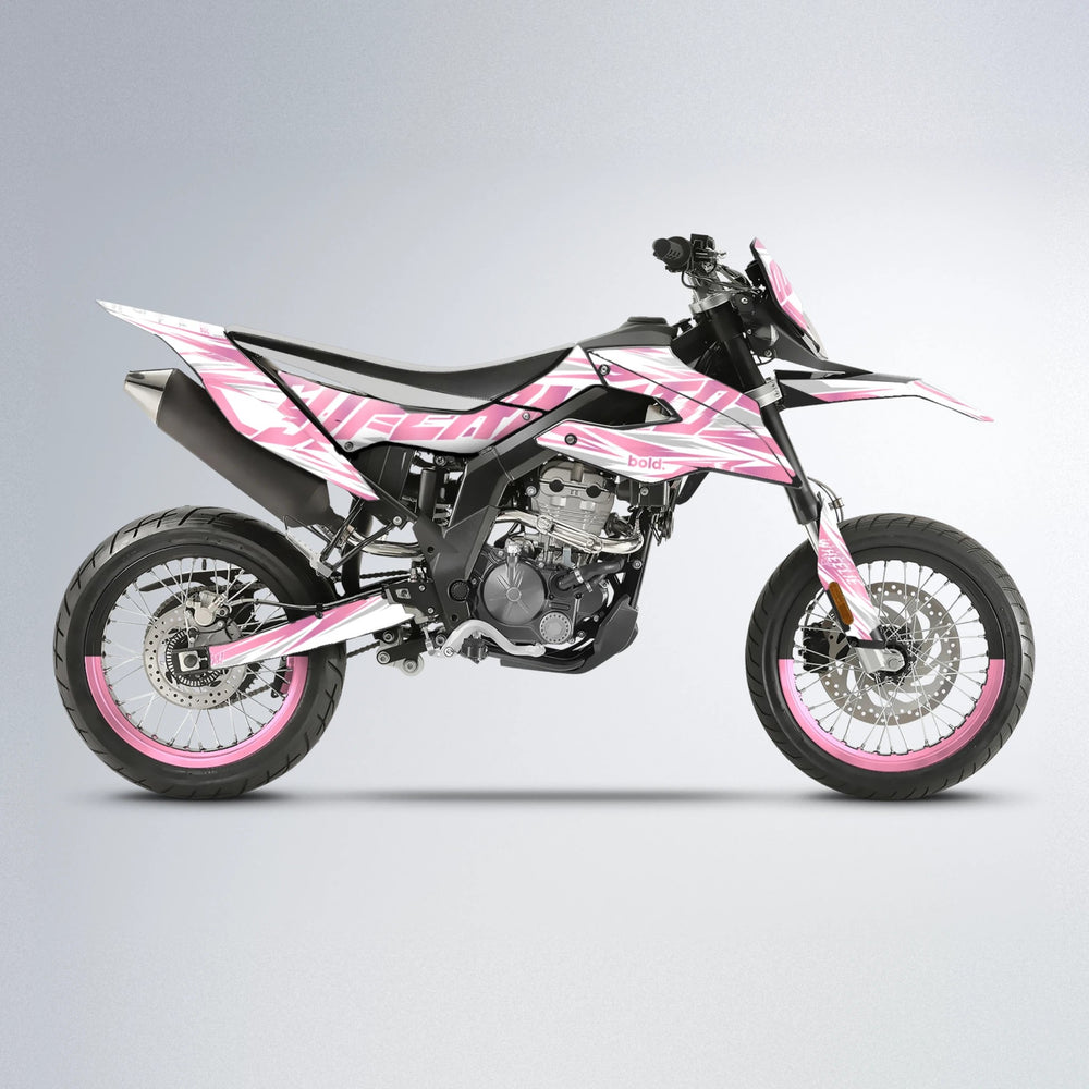 GEBEL V4 Aprilia SX 125 supermoto graphics kit in Sakura Pink