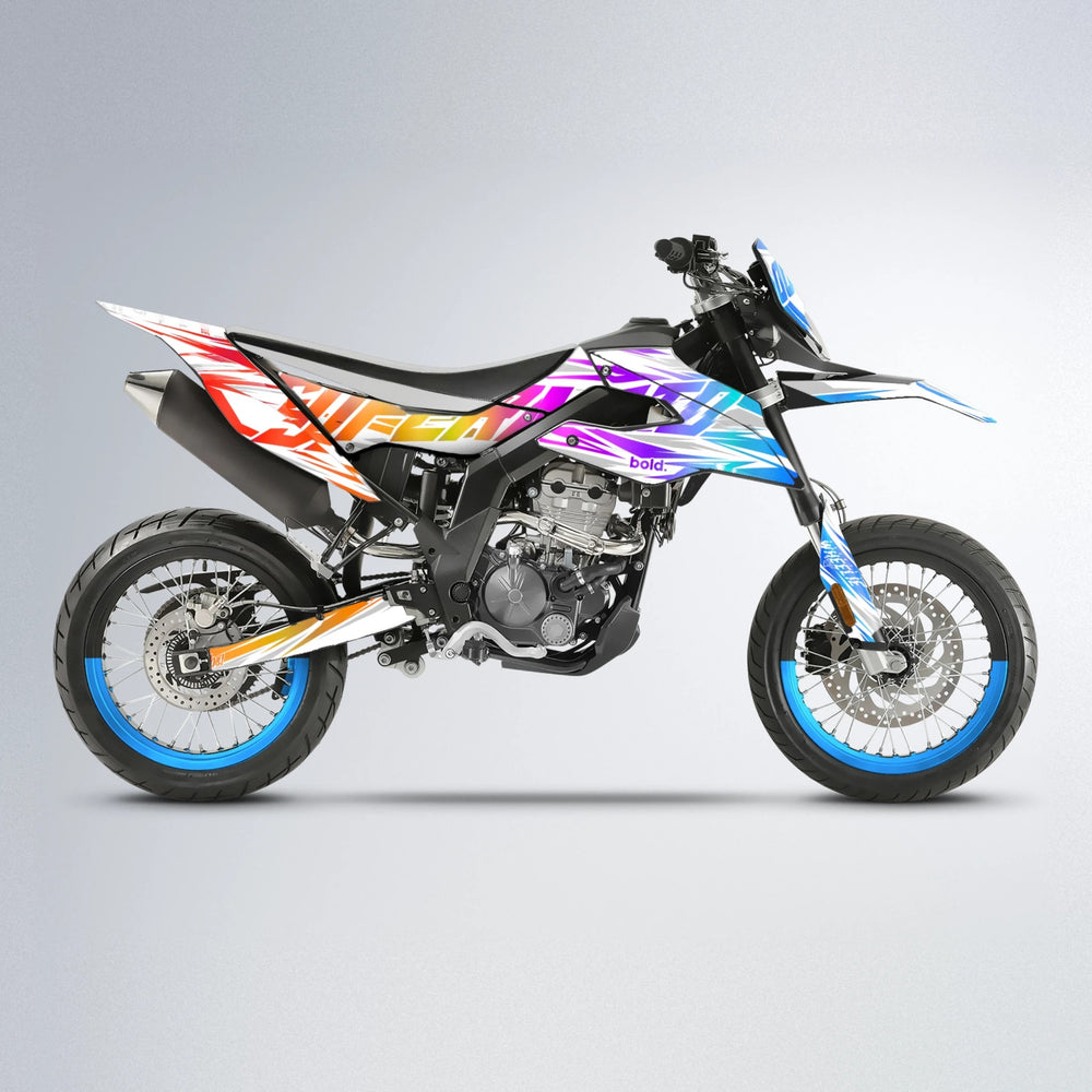 GEBEL V4 Aprilia SX 125 supermoto graphics kit in Sunset Fade
