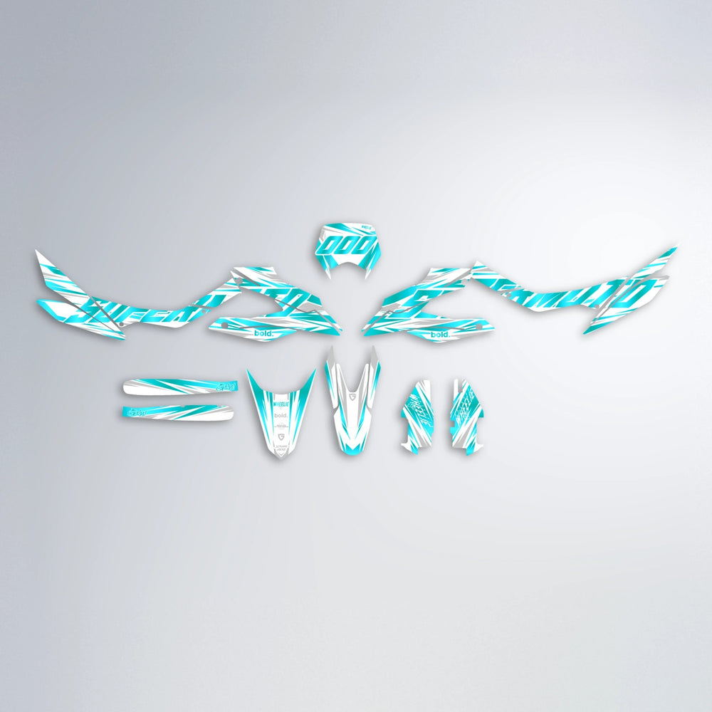 GEBEL V4 Aprilia SX 125 graphics kit parts layout in Teal