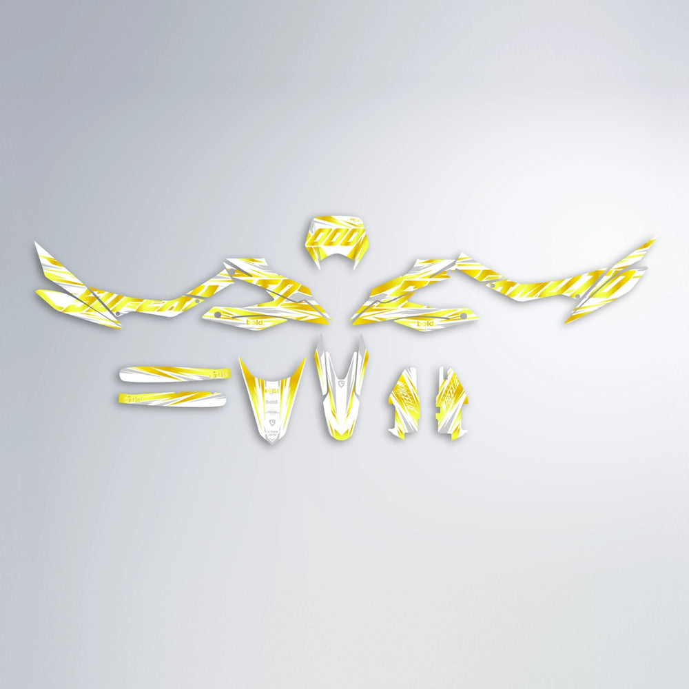 GEBEL V4 Aprilia SX 125 graphics kit parts layout in Yellow