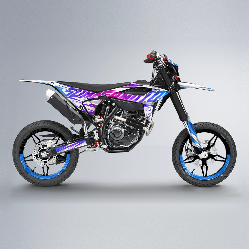 GEBEL V4 Beta supermoto graphics kit in Blue Purple Fade