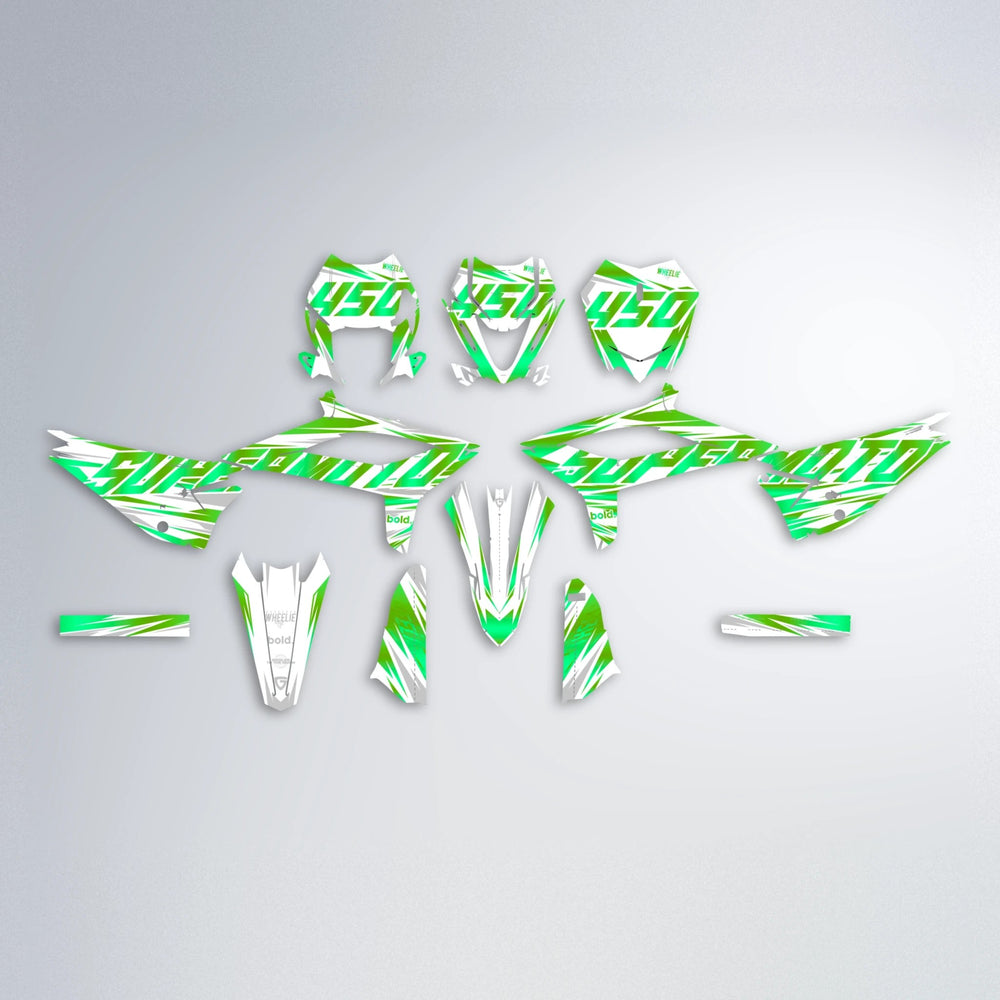 GEBEL V4 Beta graphics kit parts layout in Green