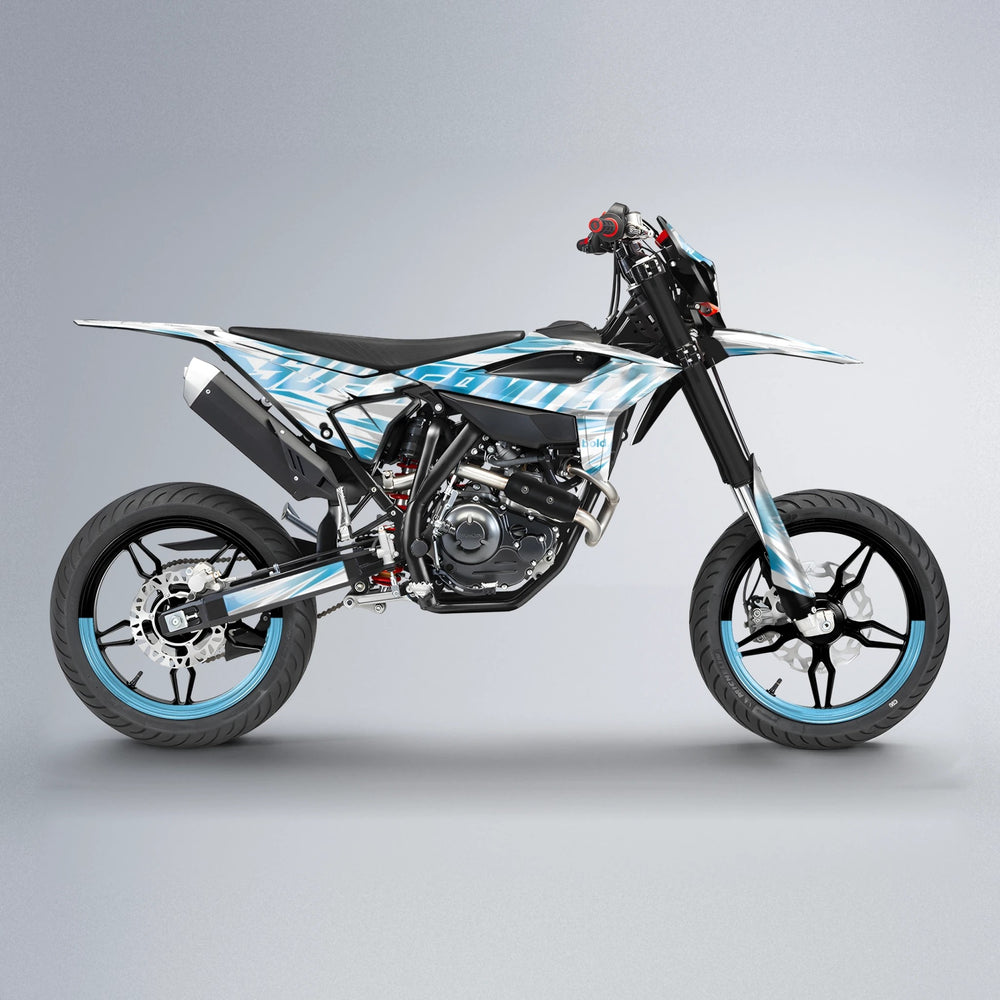 GEBEL V4 Beta supermoto graphics kit in Light Blue & White