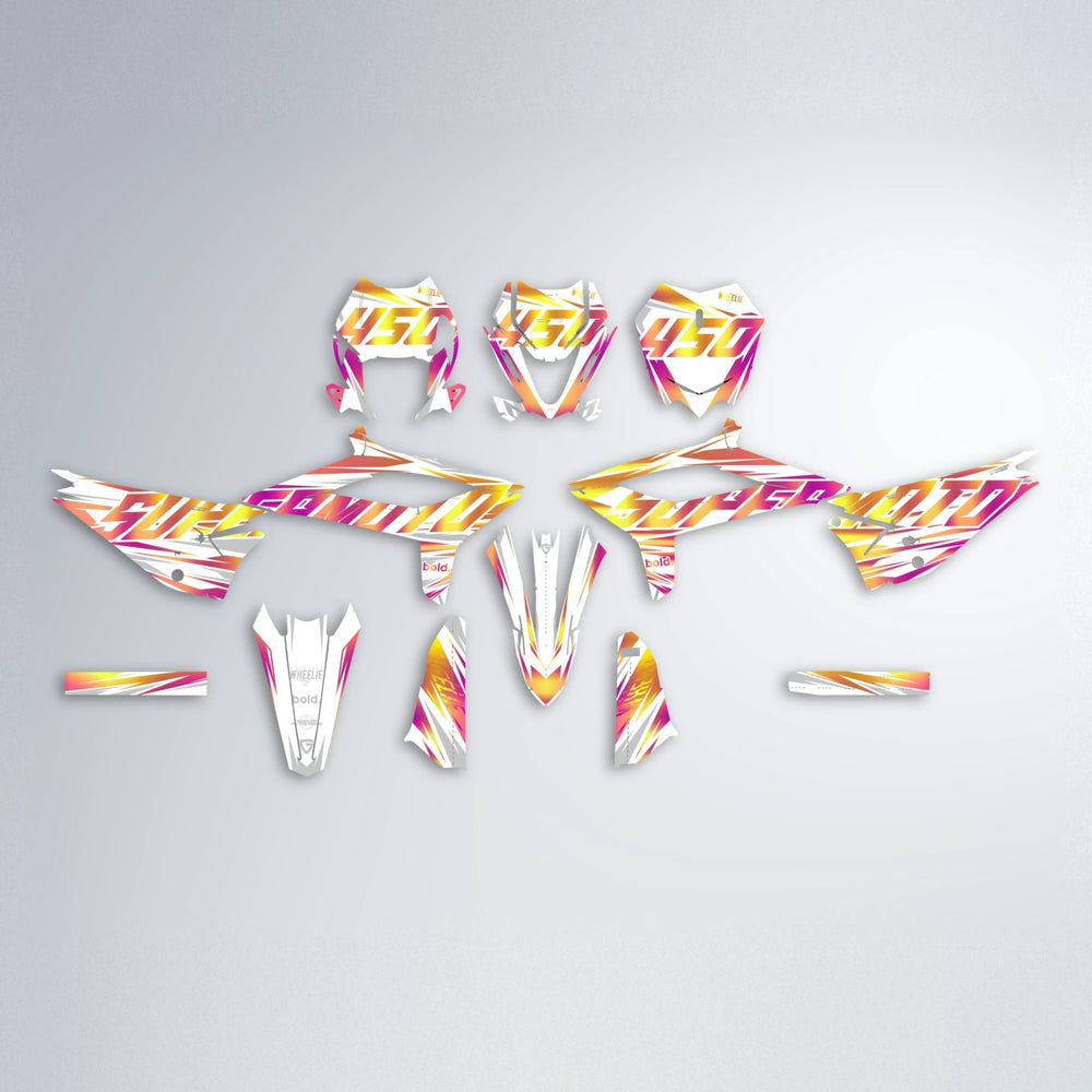 GEBEL V4 Beta graphics kit parts layout in Pink & Yellow