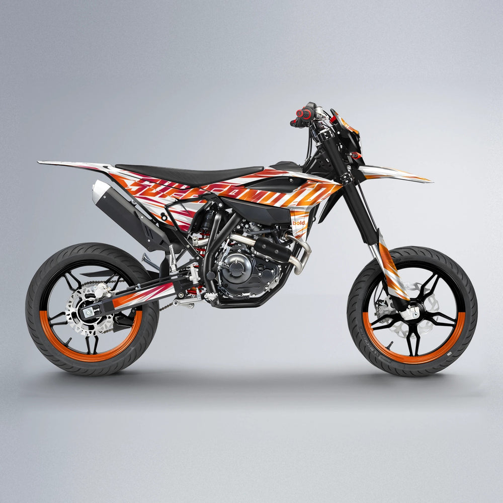 GEBEL V4 Beta supermoto graphics kit in Red & Orange