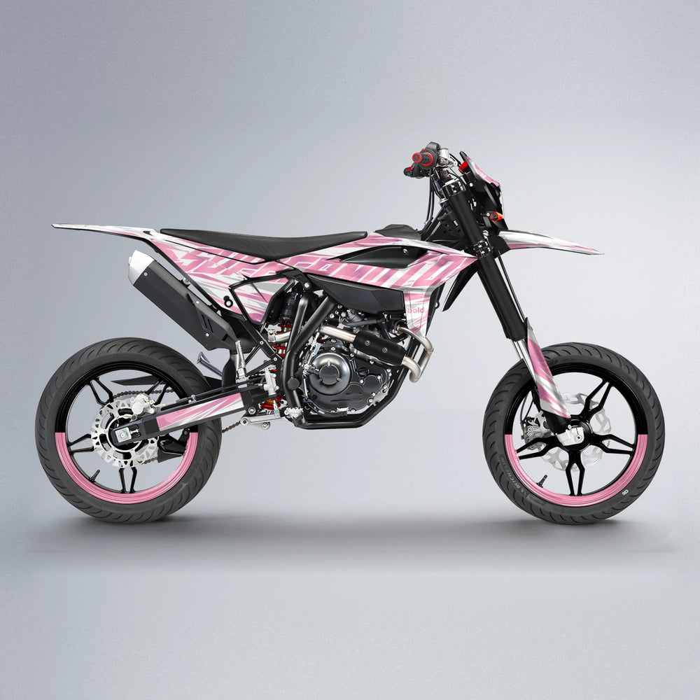 GEBEL V4 Beta supermoto graphics kit in Sakura Pink