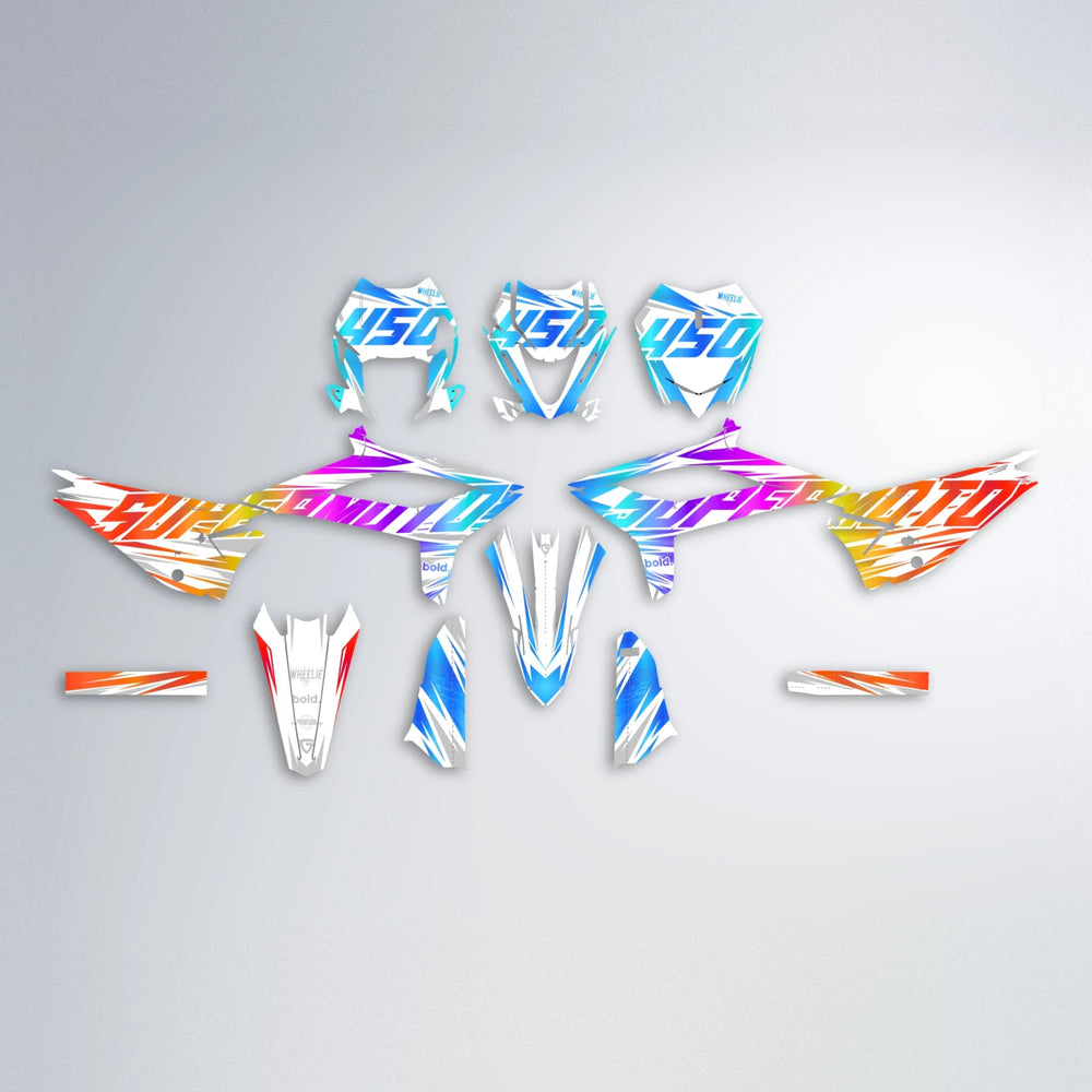 GEBEL V4 Beta graphics kit parts layout in Sunset Fade