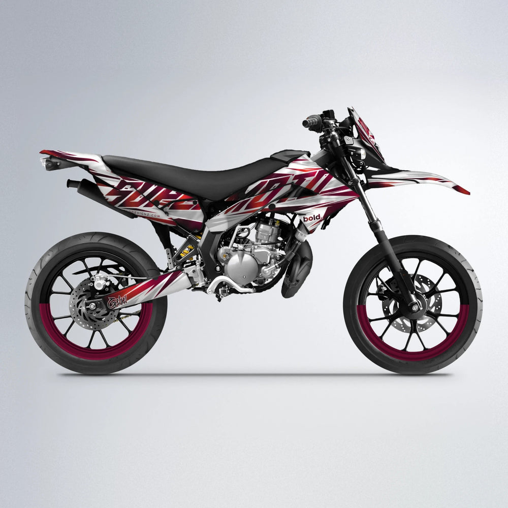 GEBEL V4 Derbi Senda supermoto graphics kit in Black & Red