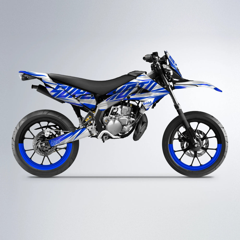 GEBEL V4 Derbi Senda supermoto graphics kit in Blue