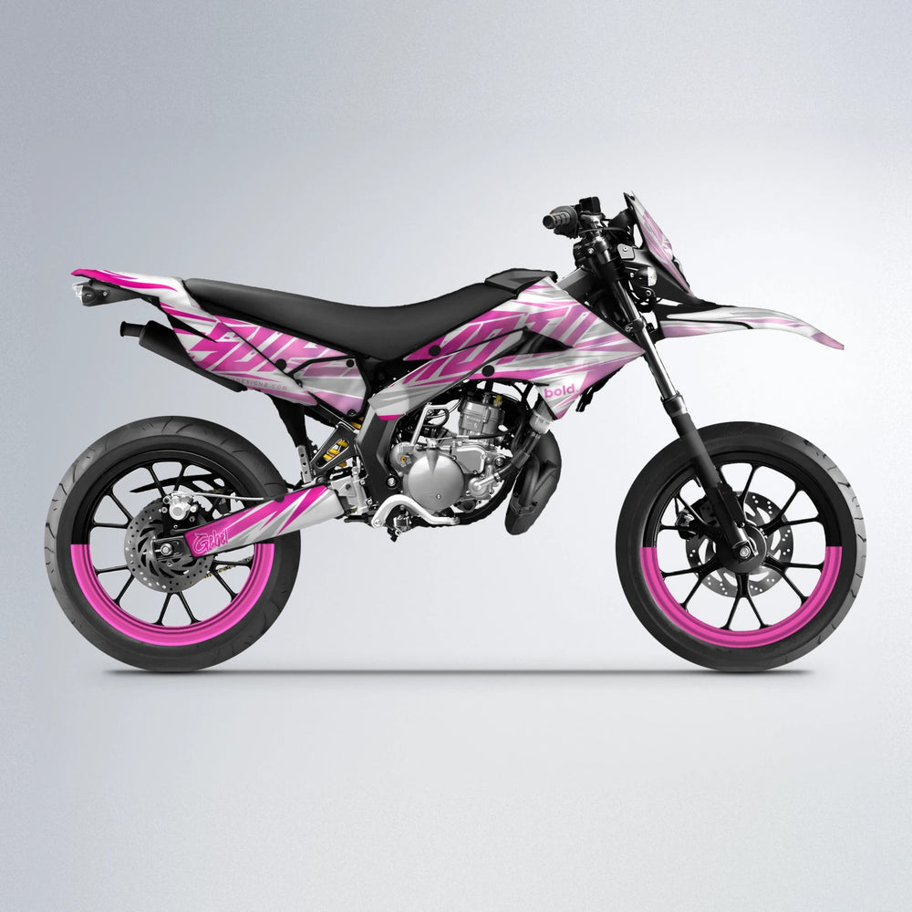 GEBEL V4 Derbi Senda supermoto graphics kit in Flamingo