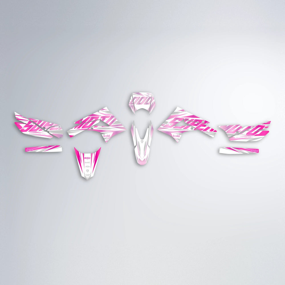 GEBEL V4 Derbi Senda graphics kit parts layout in Flamingo