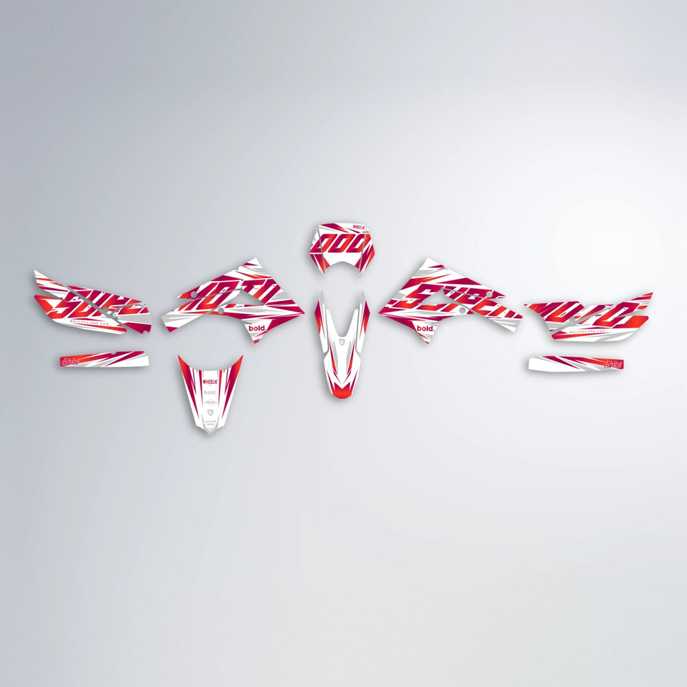 GEBEL V4 Derbi Senda graphics kit parts layout in Red