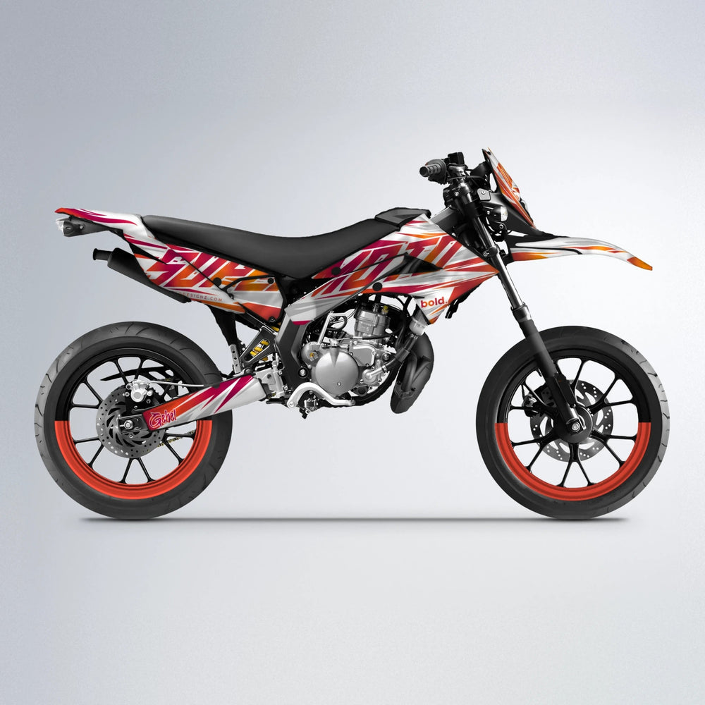 GEBEL V4 Derbi Senda supermoto graphics kit in Red & Orange