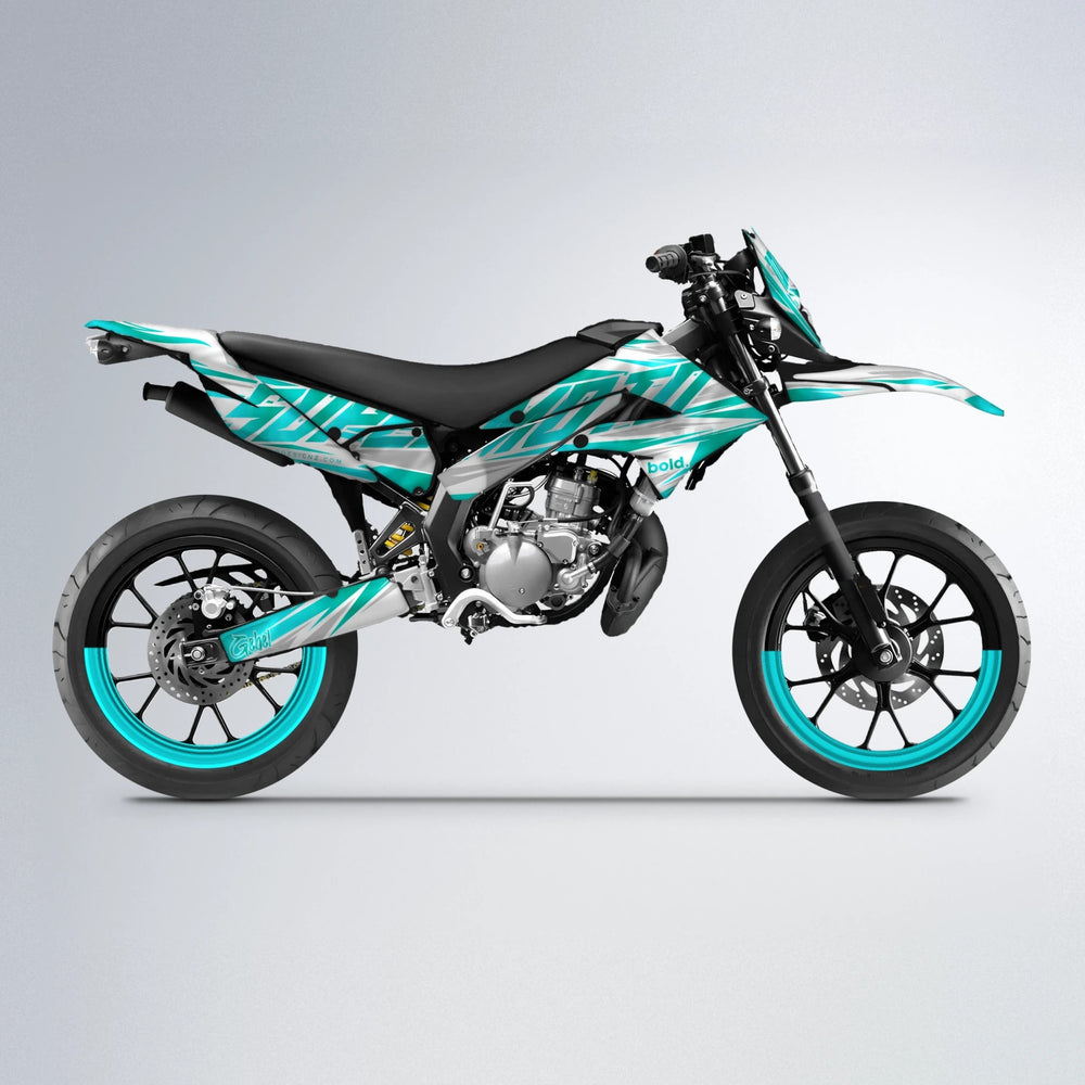 GEBEL V4 Derbi Senda supermoto graphics kit in Teal