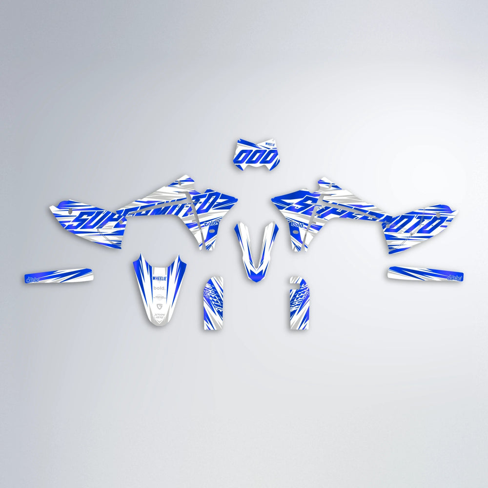 GEBEL V4 Fantic graphics kit parts layout in Blue