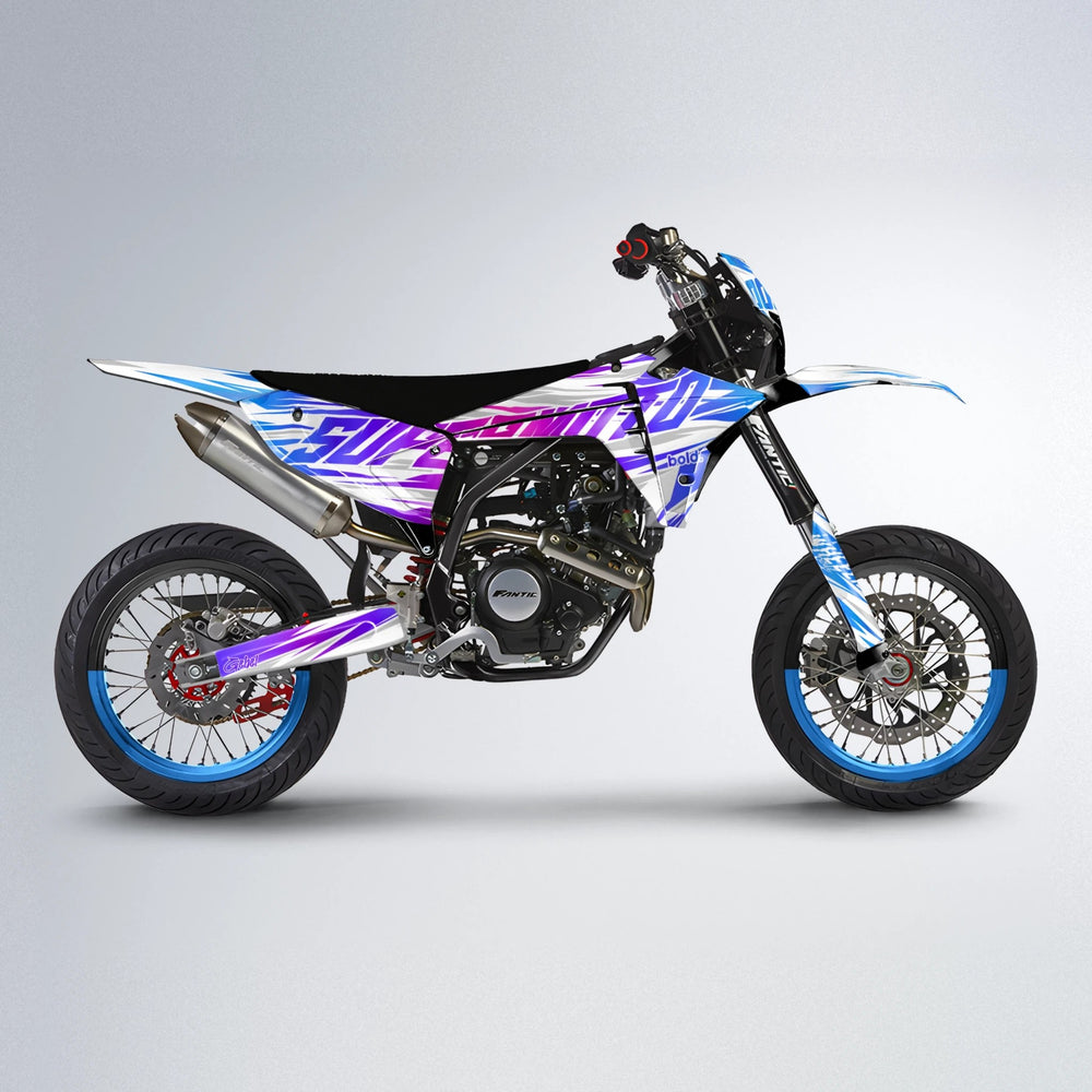 GEBEL V4 Fantic supermoto graphics kit in Blue Purple Fade