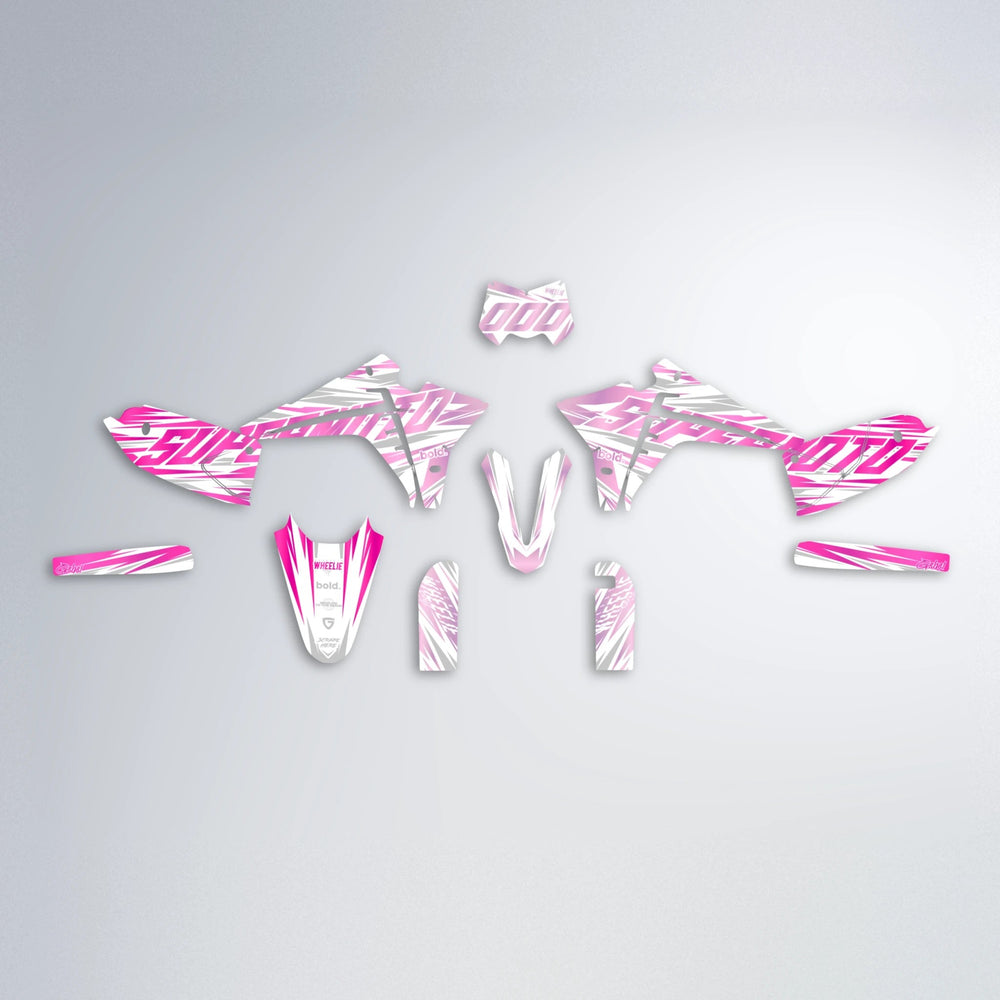 GEBEL V4 Fantic graphics kit parts layout in Flamingo