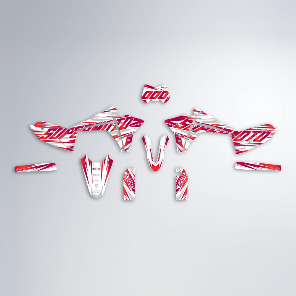 GEBEL V4 Fantic graphics kit parts layout in Red