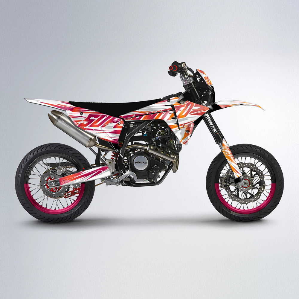 GEBEL V4 Fantic supermoto graphics kit in Red & Orange