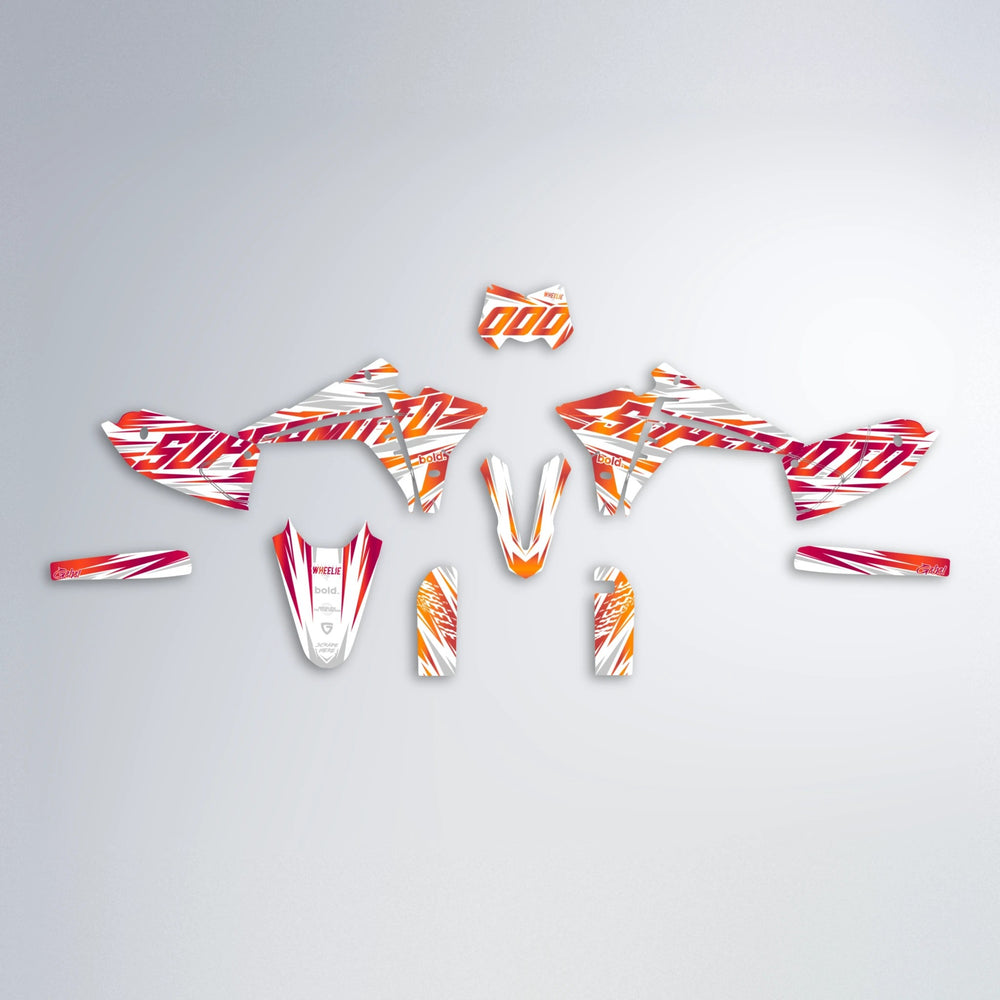 GEBEL V4 Fantic graphics kit parts layout in Red & Orange