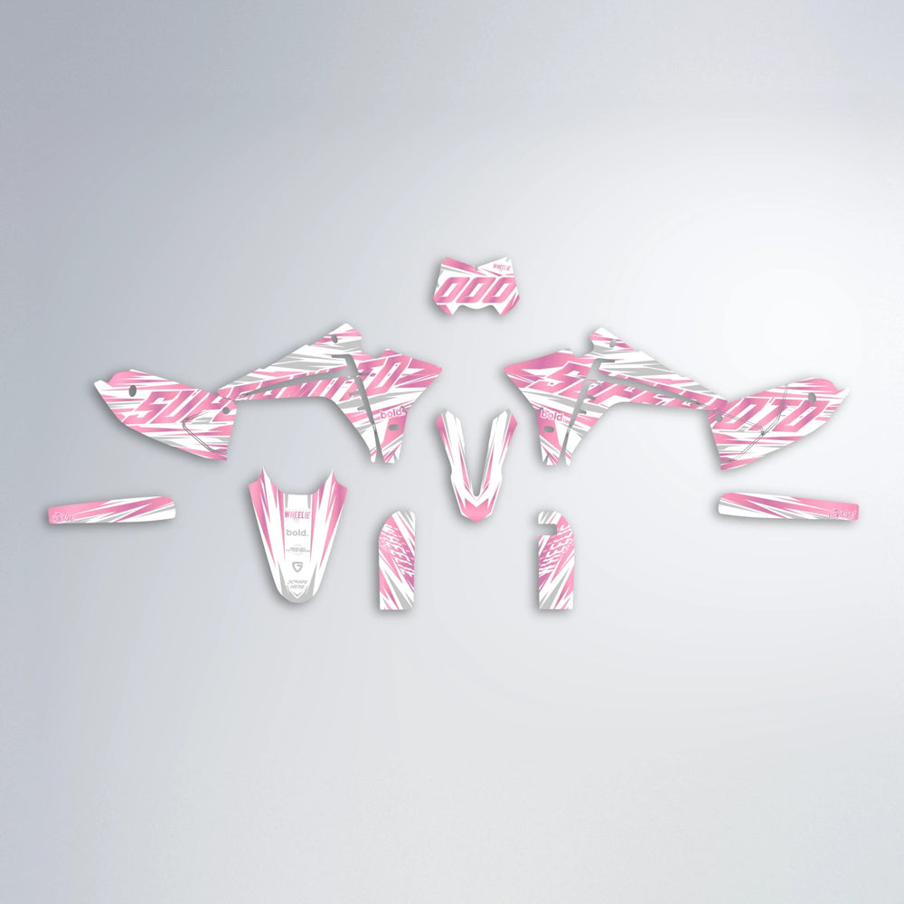 GEBEL V4 Fantic graphics kit parts layout in Sakura Pink