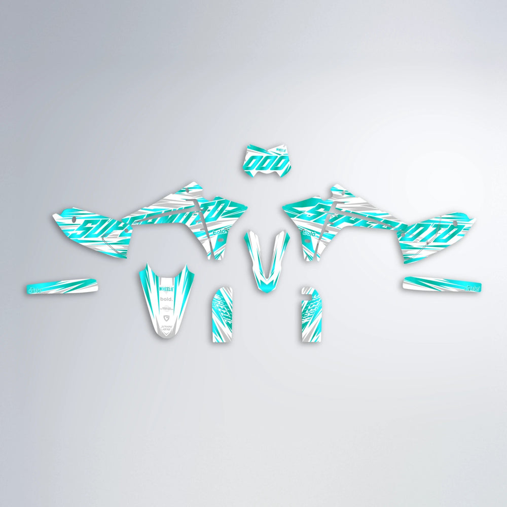 GEBEL V4 Fantic graphics kit parts layout in Teal
