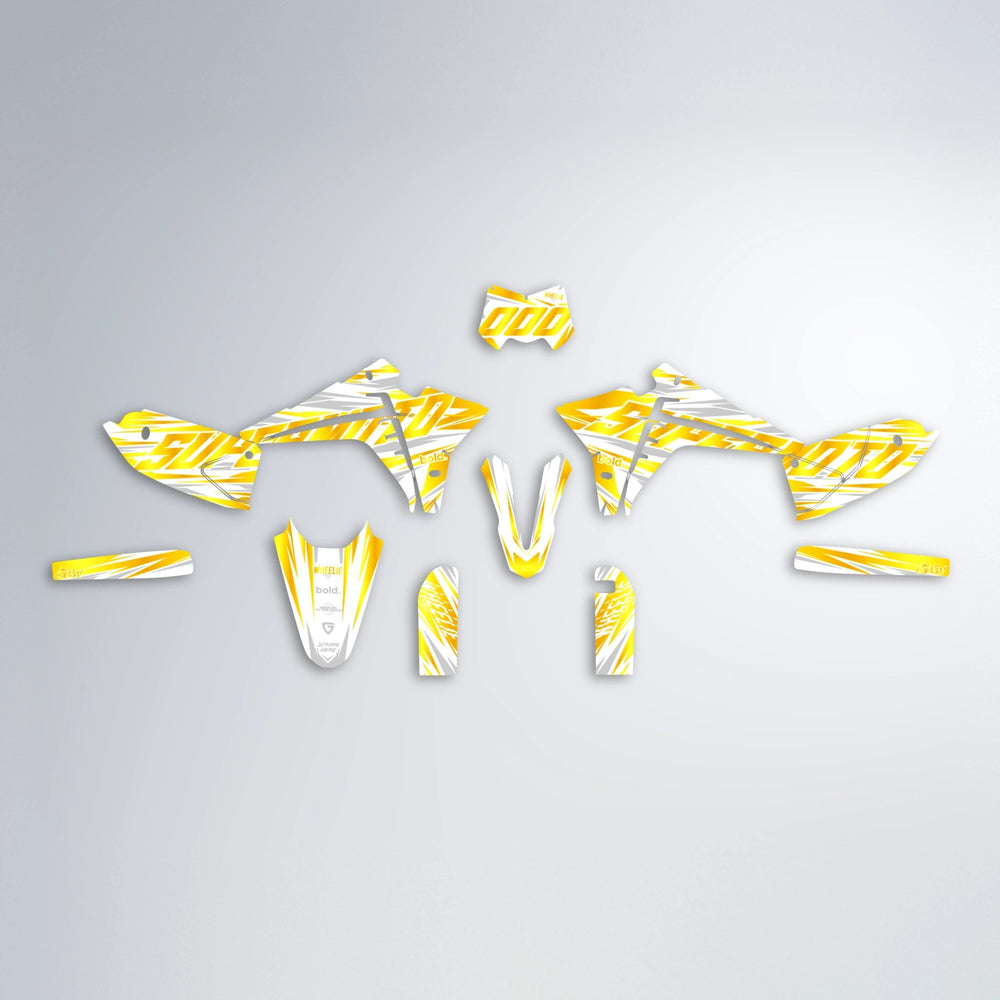 GEBEL V4 Fantic graphics kit parts layout in Yellow