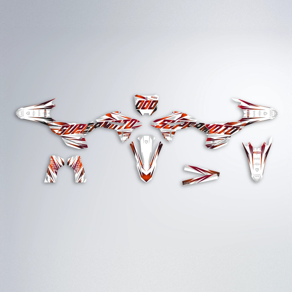GEBEL V4 Honda graphics kit parts layout in Black & Red