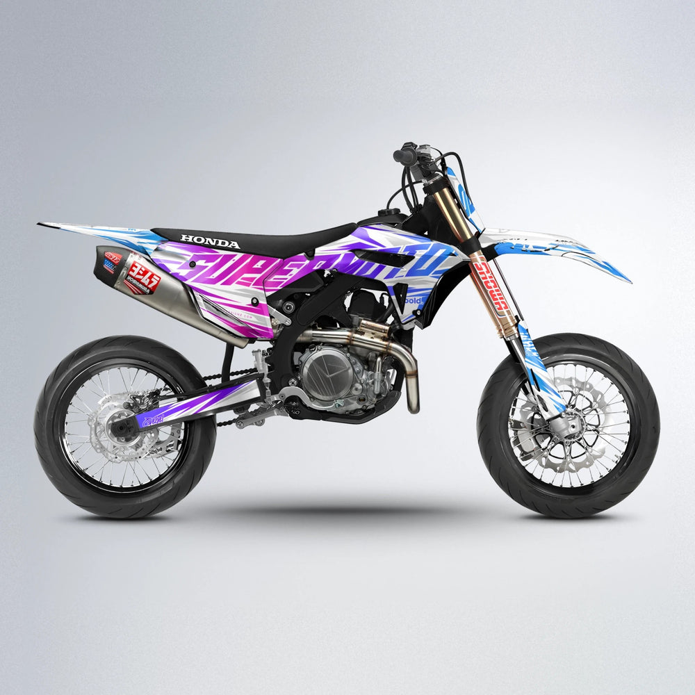 GEBEL V4 Honda supermoto graphics kit in Blue Purple Fade