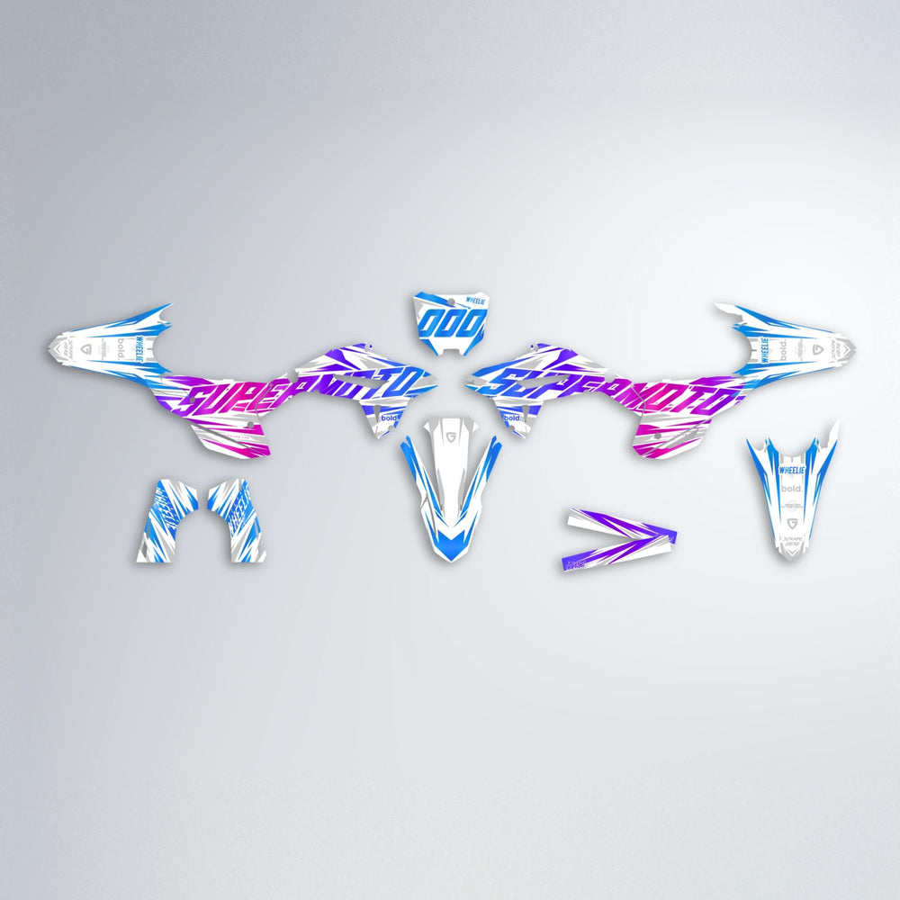 GEBEL V4 Honda graphics kit parts layout in Blue Purple Fade