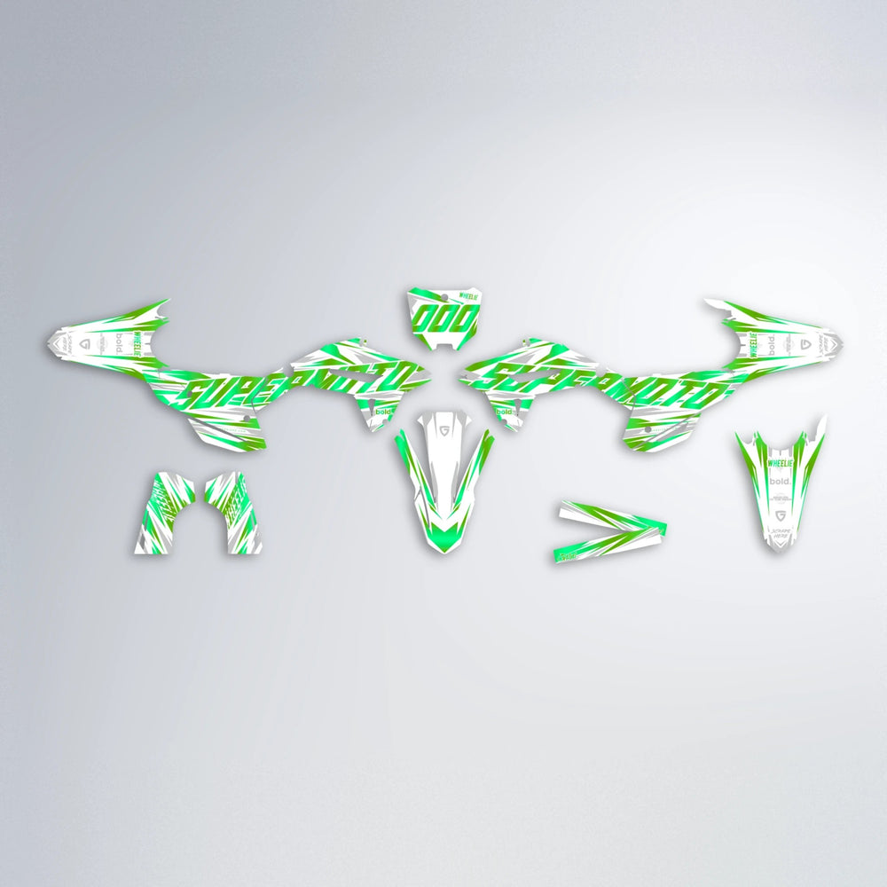 GEBEL V4 Honda graphics kit parts layout in Green