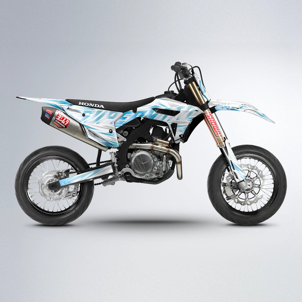 GEBEL V4 Honda supermoto graphics kit in Light Blue & White