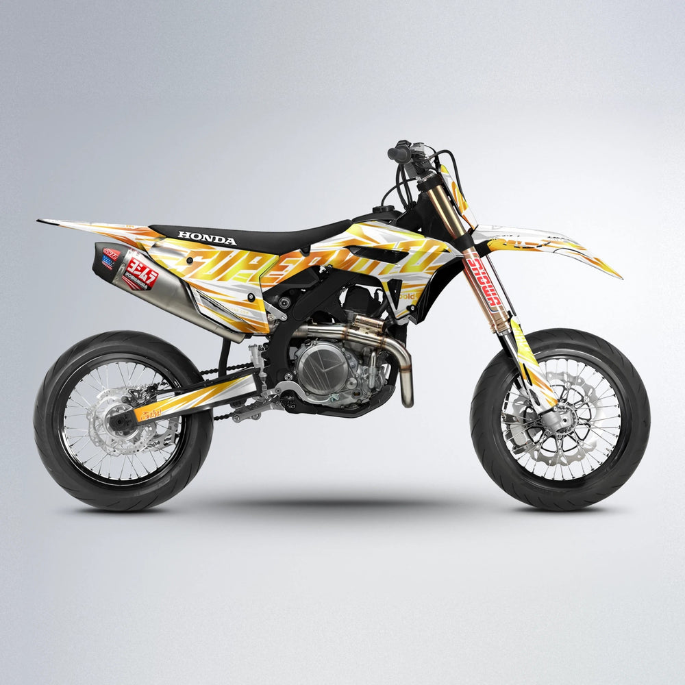 GEBEL V4 Honda supermoto graphics kit in Orange & Yellow