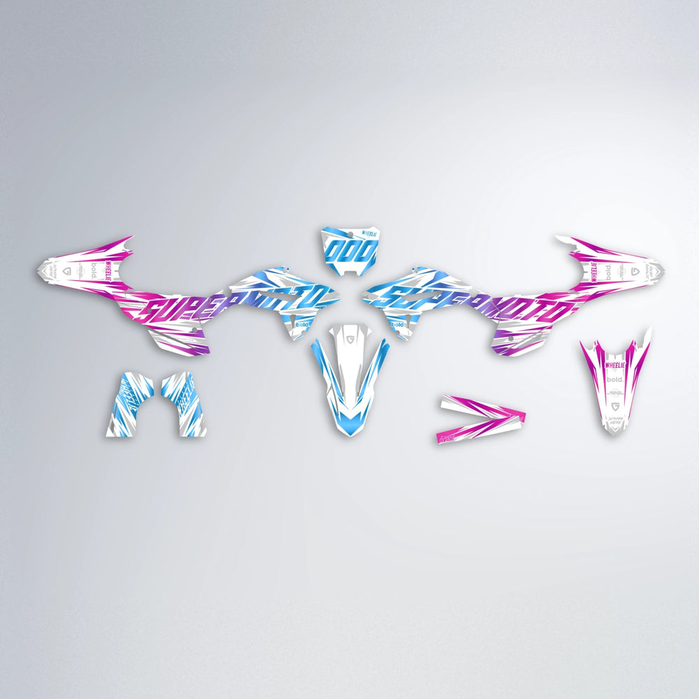GEBEL V4 Honda graphics kit parts layout in Pink & Light Blue