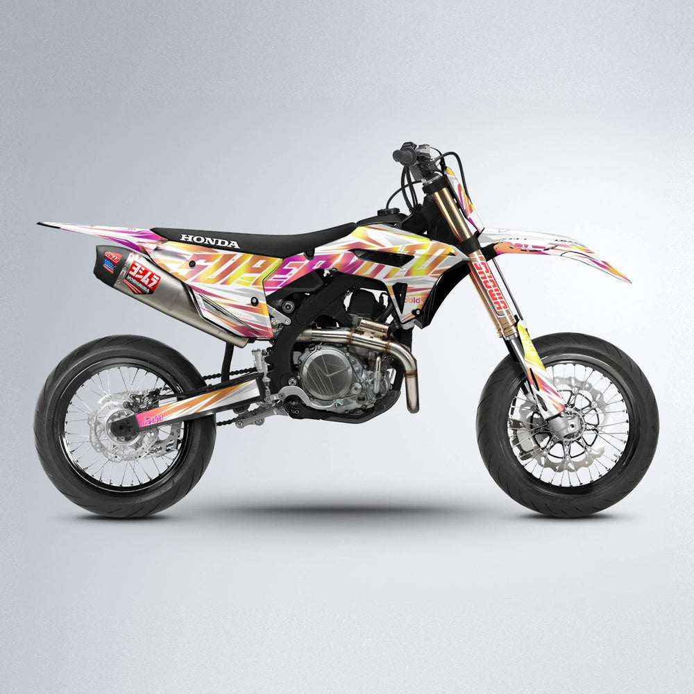 GEBEL V4 Honda supermoto graphics kit in Pink & Yellow