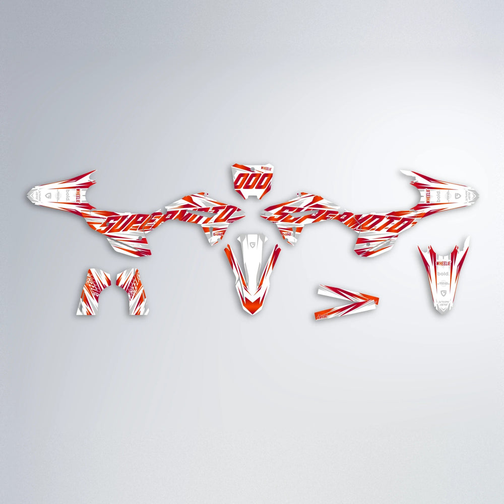 GEBEL V4 Honda graphics kit parts layout in Red