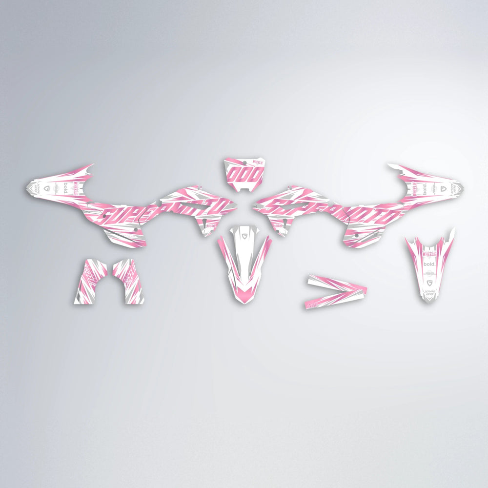 GEBEL V4 Honda graphics kit parts layout in Sakura Pink