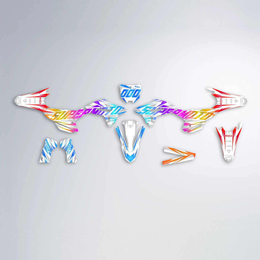 GEBEL V4 Honda graphics kit parts layout in Sunset Fade