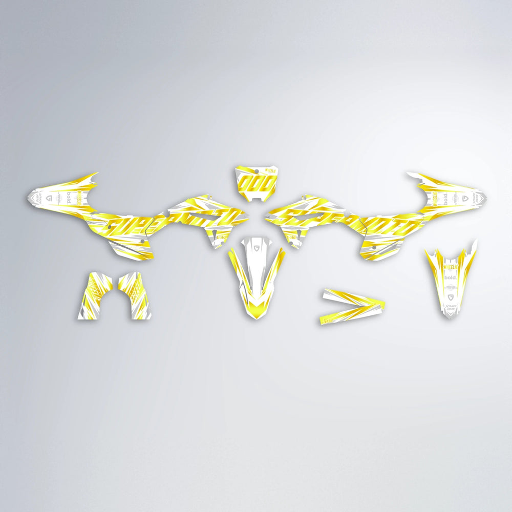 GEBEL V4 Honda graphics kit parts layout in Yellow