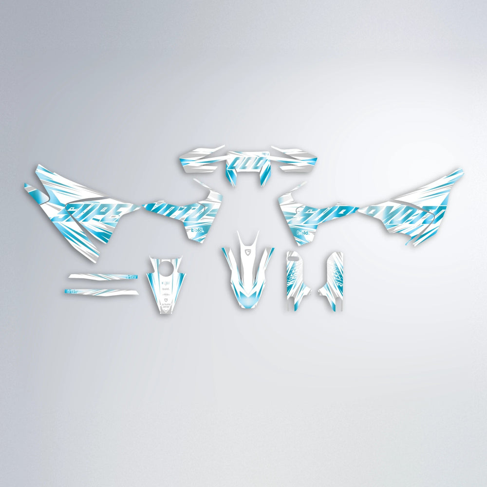 GEBEL V4 Husqvarna 701 graphics kit parts layout in Light Blue & White