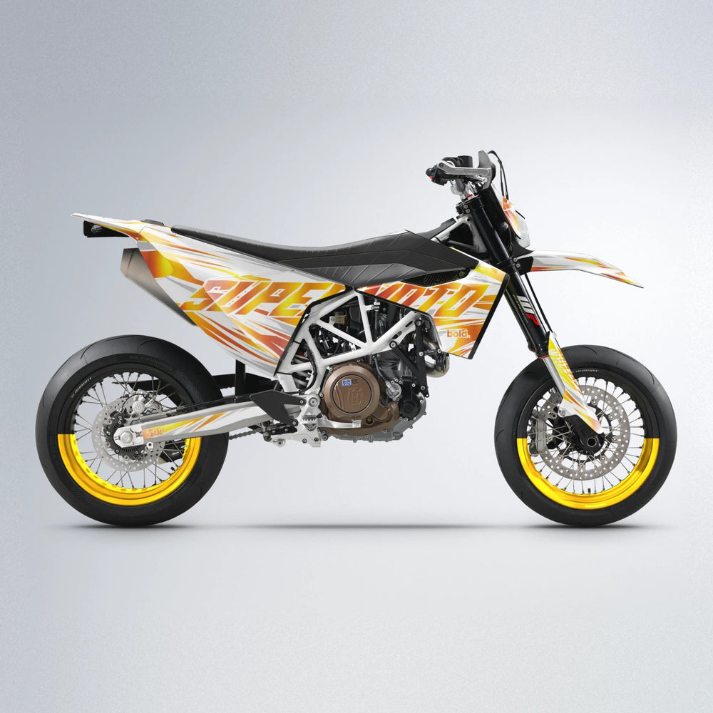 GEBEL V4 Husqvarna 701 supermoto graphics kit in Orange & Yellow