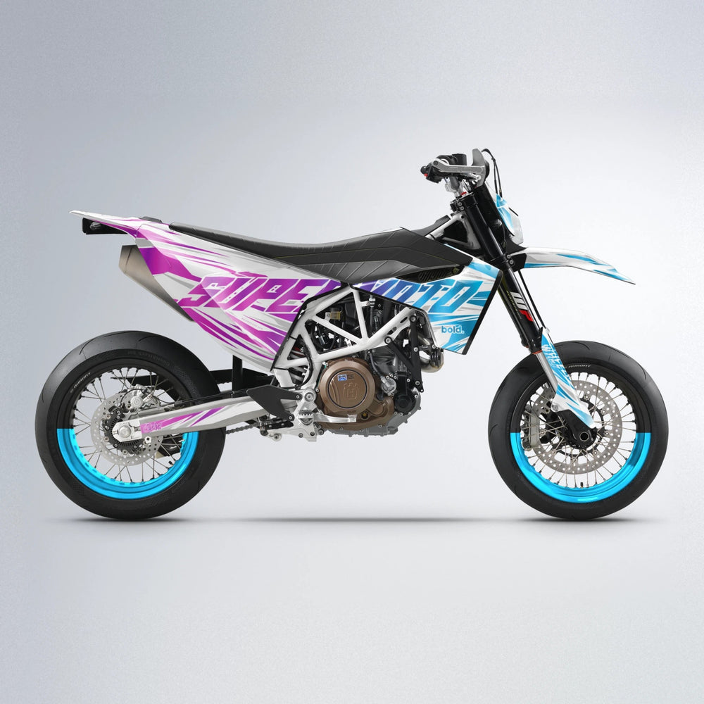 GEBEL V4 Husqvarna 701 supermoto graphics kit in Pink & Light Blue