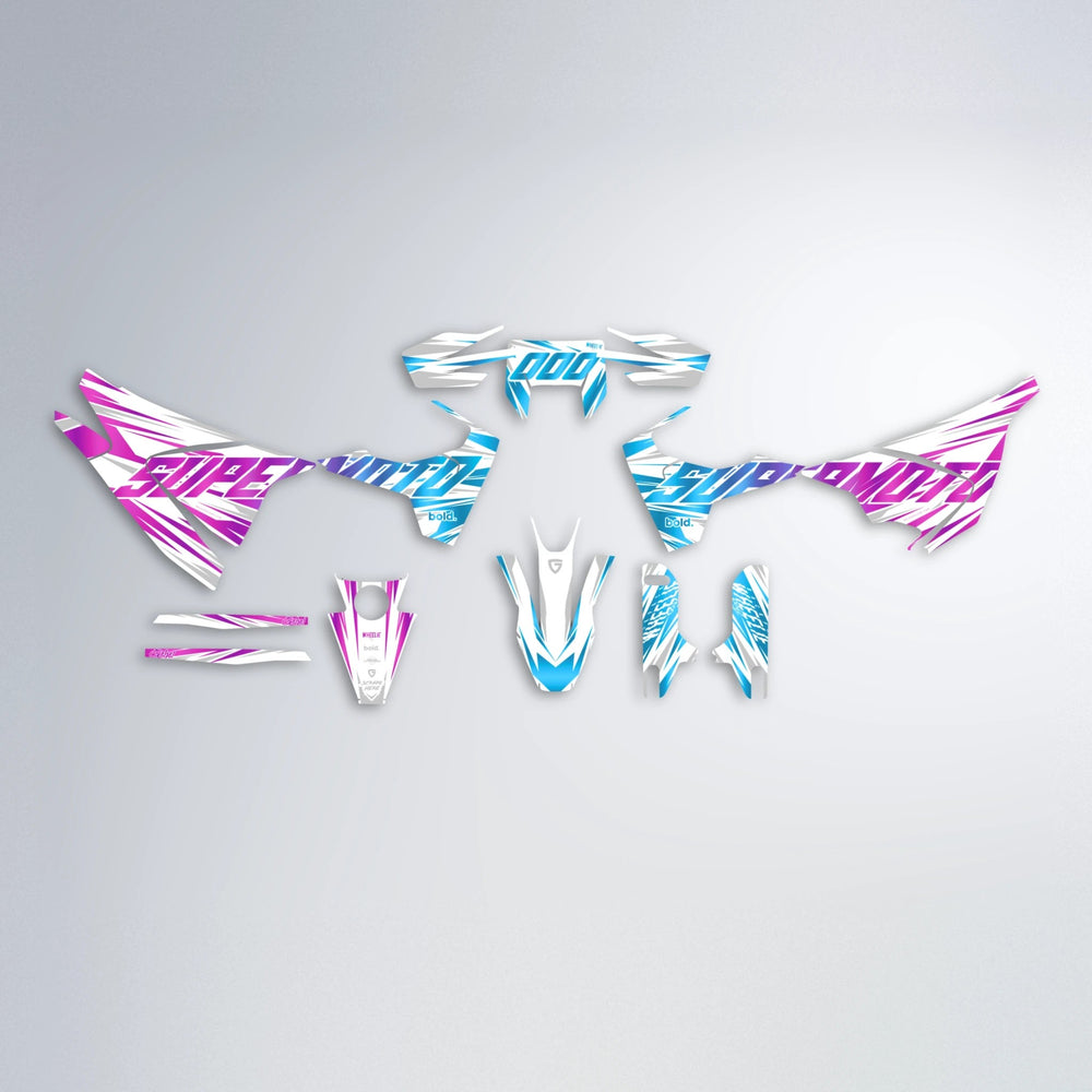 GEBEL V4 Husqvarna 701 graphics kit parts layout in Pink & Light Blue