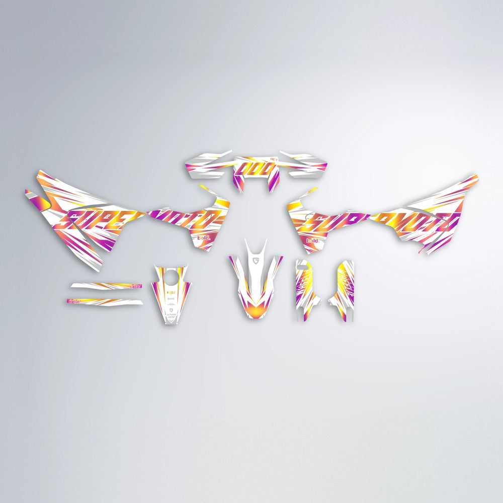 GEBEL V4 Husqvarna 701 graphics kit parts layout in Pink & Yellow