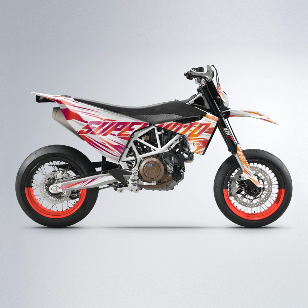 GEBEL V4 Husqvarna 701 supermoto graphics kit in Red & Orange