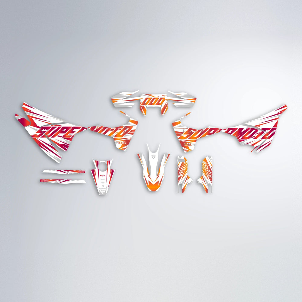 GEBEL V4 Husqvarna 701 graphics kit parts layout in Red & Orange