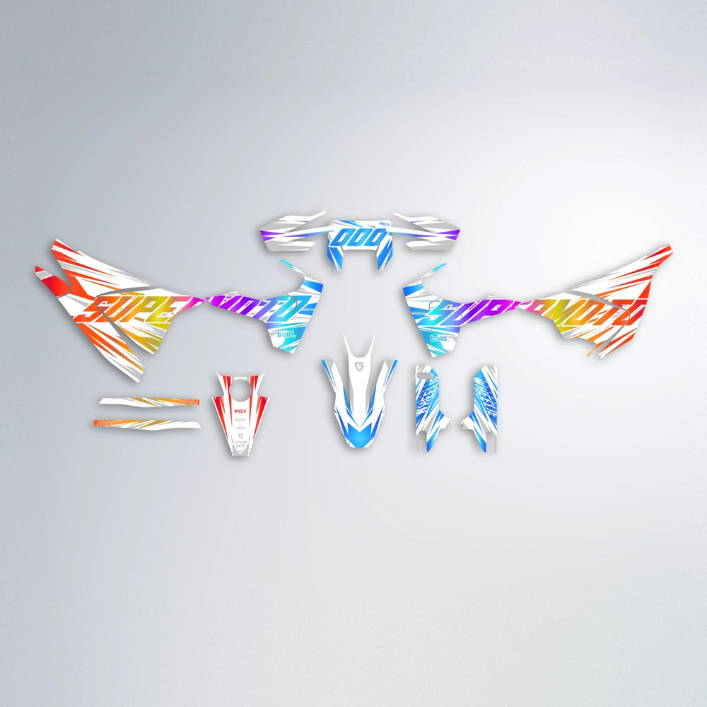 GEBEL V4 Husqvarna 701 graphics kit parts layout in Sunset Fade