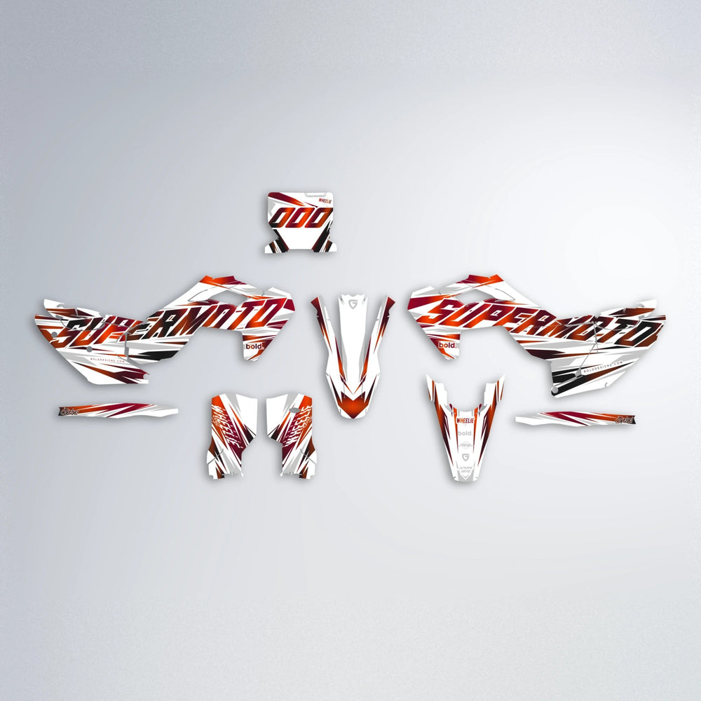 GEBEL V4 Husqvarna FE/TE graphics kit parts layout in Black & Red